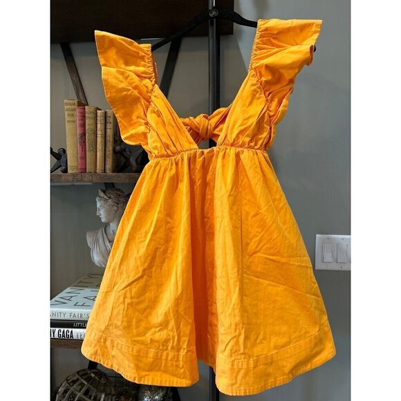 For Love & Lemons Clementine Mini Dress Orange Womens Size Medium - Picture 7 of 14
